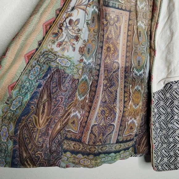 Zara Linen Blend Embroidered Boho Southwestern Long Jacket Women's Size Small